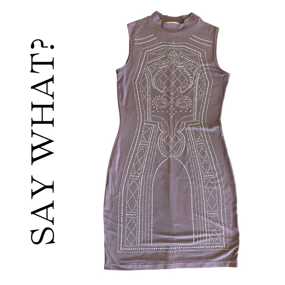 Beautiful Fitted Mini Sheath Dress w/Rhinestones | Super Soft | Purple | Small